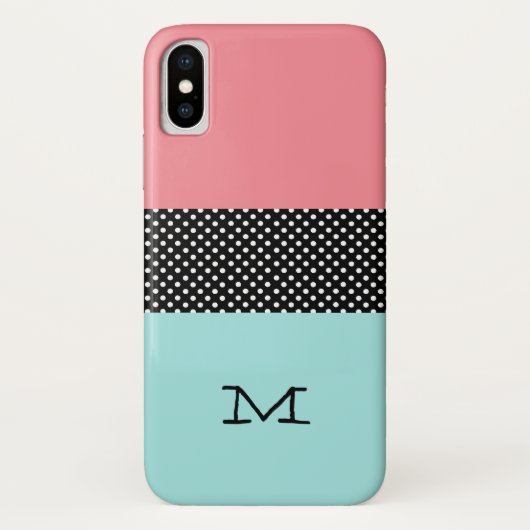 Bloc couleur et Pois iPhone X Coque (Dos)