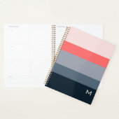Bloc de couleur moderne rose gris monogramme perso (Devant avec enveloppe)