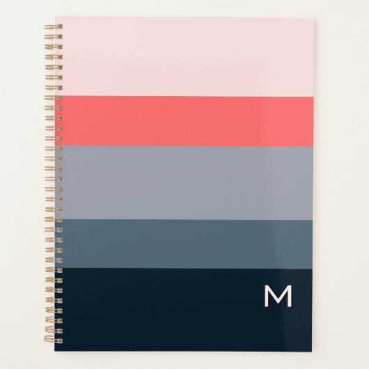 Bloc de couleur moderne rose gris monogramme perso (Devant)