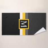 Bloc de couleur noir gris-jaune personnalisé (Serviette de bain)