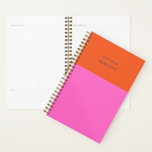 Bloc de couleur rose et orange Monogramme Jeu quot (Devant avec enveloppe)