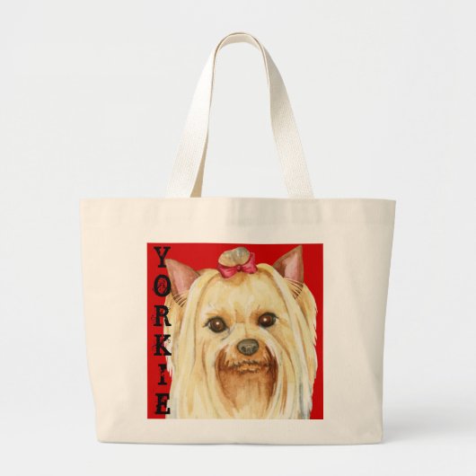 Bloc de couleur Yorkie Grand Sac fourre-tout (Devant)