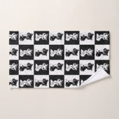 Bloc de monogramme noir blanc pour chat (Serviette à main)