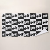 Bloc de monogramme noir blanc pour chat (Serviette de bain)