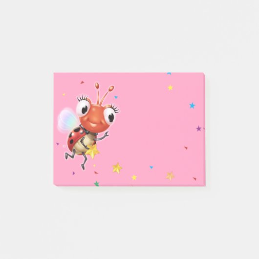 Bloc de note de post-it de rose de coccinelle de (Devant)