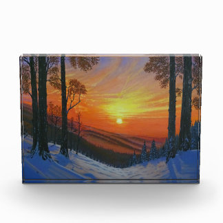 Bloc de photo - "Coucher de soleil sur une forêt e