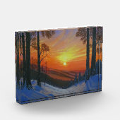 Bloc de photo - "Coucher de soleil sur une forêt e (Gauche)