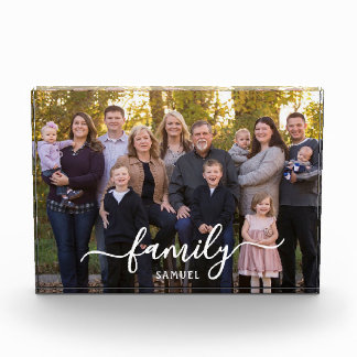 Bloc de photo de famille personnalisé avec texte