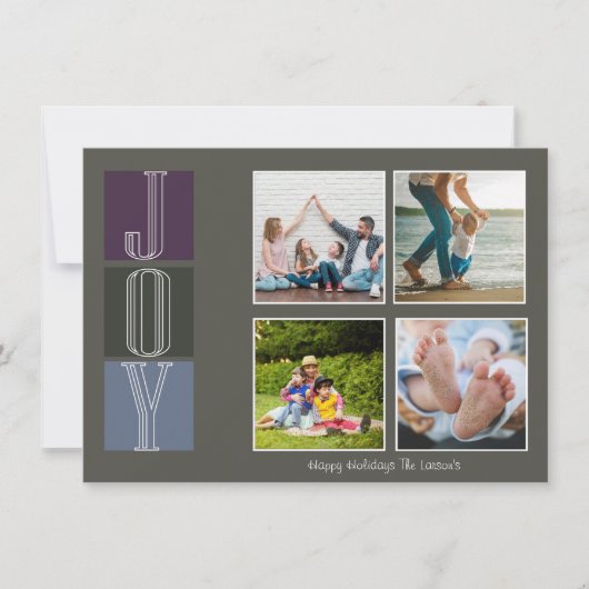 Bloc Lettre Noël Joie Photo Carte de vacances (Devant)