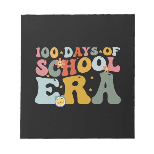 Bloc-note 100 jours d'école ère groovy enseignant enfants (Devant)