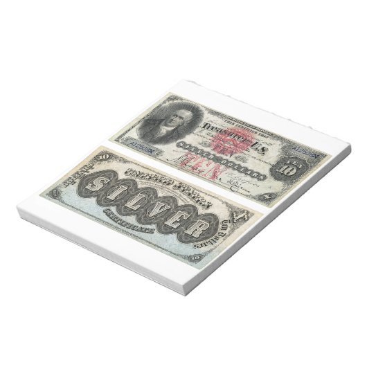 Bloc-note 10 $ U.S. Banknote Silver Certificate 1878 (Tourné)