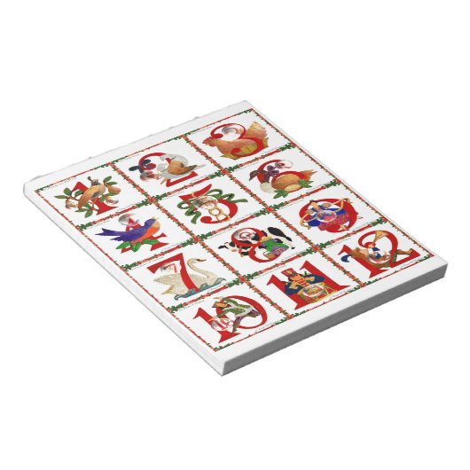 Bloc-note 12 jours de cadeaux d'impression d'édredon de Noël (Incliné)