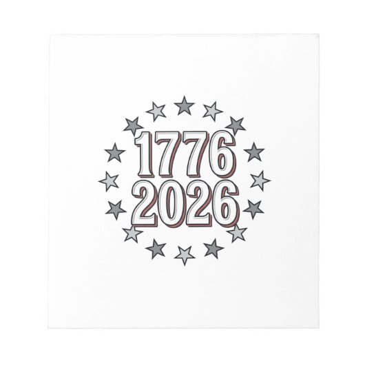 Bloc-note 1776 2026 Étoiles Patriotiques Design Vectoriel Vi (Devant)