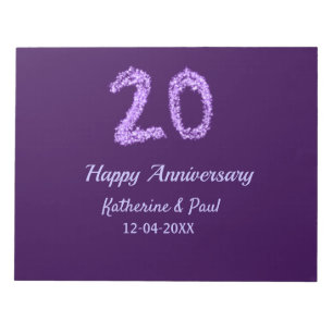 Bloc-note 20e heureux anniversaire ajouter nom du couple dat
