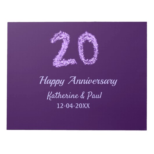 Bloc-note 20e heureux anniversaire ajouter nom du couple dat (Devant)