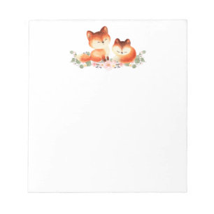 Bloc-note 2 mignons Petits Renards Rouges Aquarelle Design