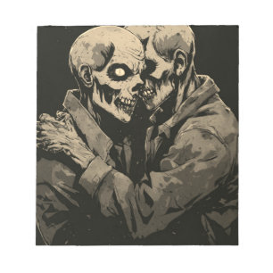 Bloc-note 2 zombies se serrant les uns les autres sur le blo