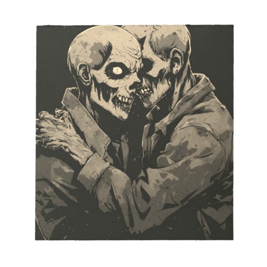 Bloc-note 2 zombies se serrant les uns les autres sur le blo (Devant)