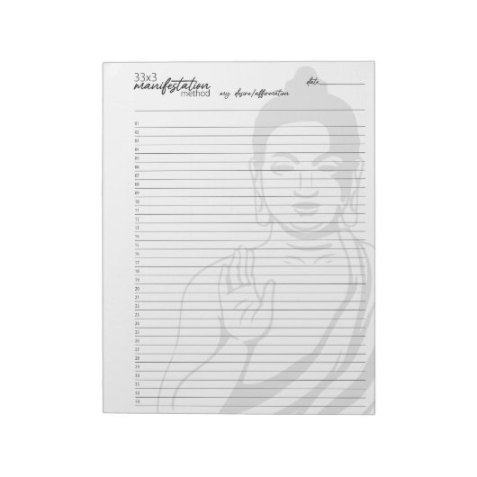 Bloc-note 33x3 Méthode de manifestation, Bouddha Loi d'attra (Tourné)