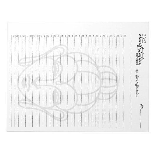 Bloc-note 33x3 Méthode de manifestation, Loi d'attraction (Devant)