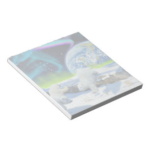 Bloc-note 3 cubes d'ours polaires jouant dans la neige - Art