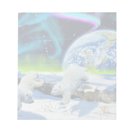 Bloc-note 3 cubes d'ours polaires jouant dans la neige - Art (Devant)