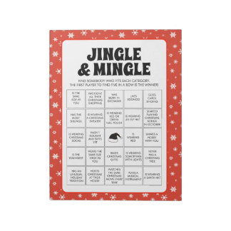 Bloc-note 40 feuilles de jeu de bingo pour Noël Jingle & Min