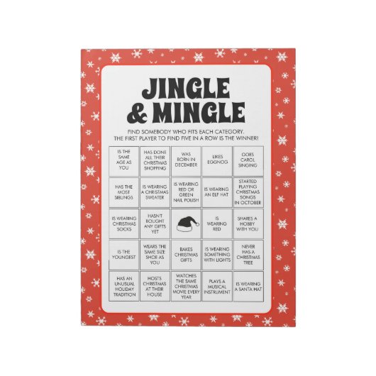 Bloc-note 40 feuilles de jeu de bingo pour Noël Jingle & Min (Tourné)