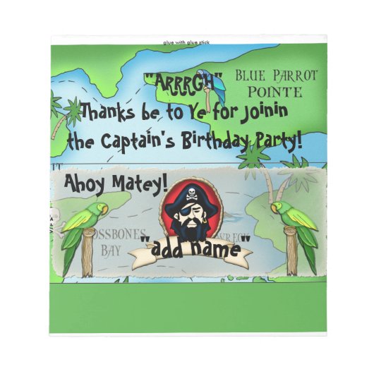 Bloc-note 40 Pirate Birthday Candy Bar Wrapper Party Faveur (Devant)