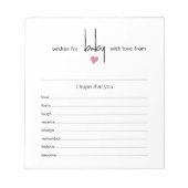 Bloc-note 40 Tear Off Pages Voeux Pour Bébé Fille Douche Jeu (Devant)