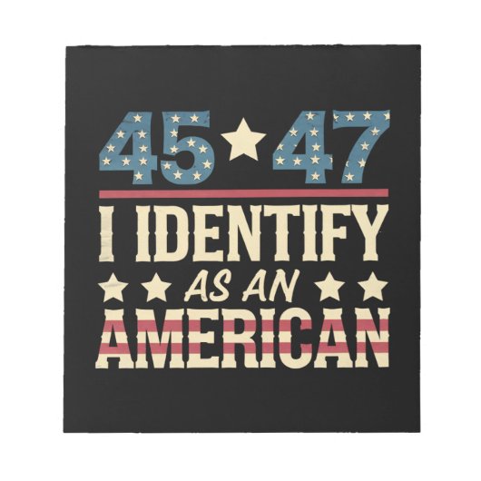 Bloc-note 45 47 Je m'identifie comme un drapeau américain Tr (Devant)