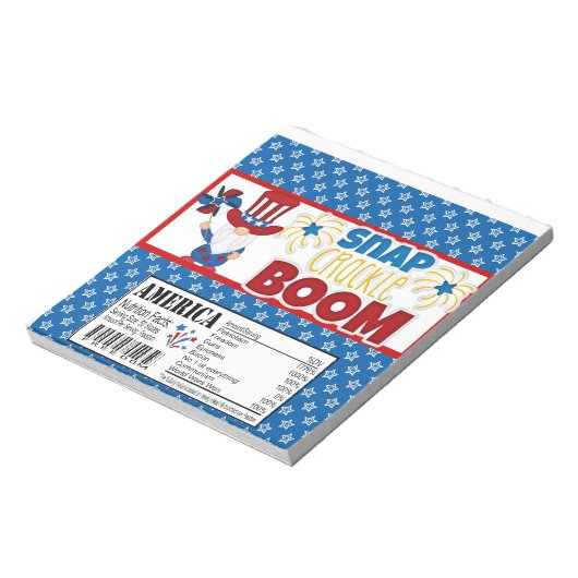 Bloc-note 4 juillet Gnome Candy Bar Wrapper Party (Tourné)