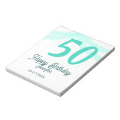 Bloc-note 50e anniversaire ajouter nom date année vert paste (Tourné)