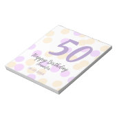 Bloc-note 50e anniversaire ajouter nom date violet orange po (Tourné)