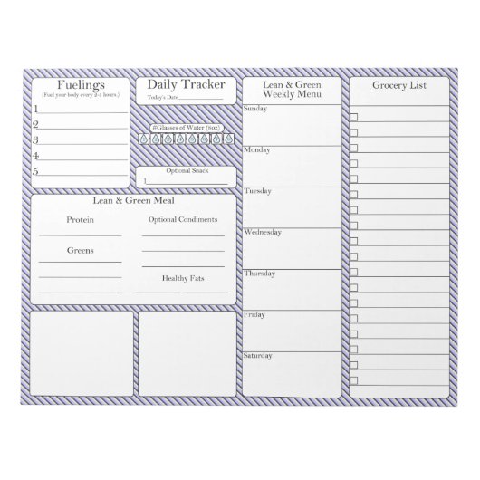 Bloc-note 5 et 1 Suivi des aliments | Planificateur de repas (Devant)