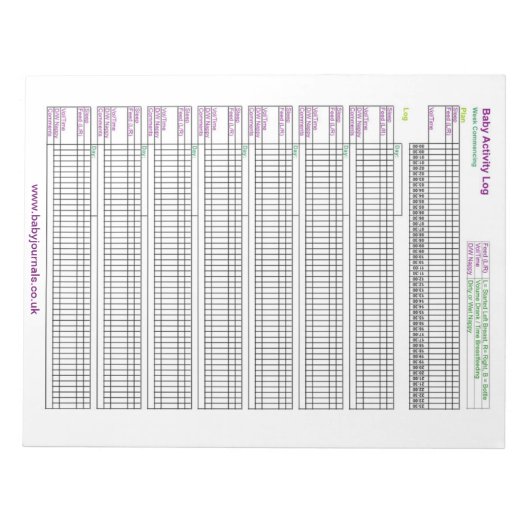 Bloc-note A4 Journal d'activité des bébés (Devant)