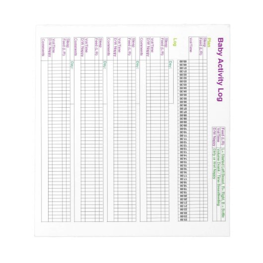 Bloc-note A5 Journal d'activité du bébé (Devant)