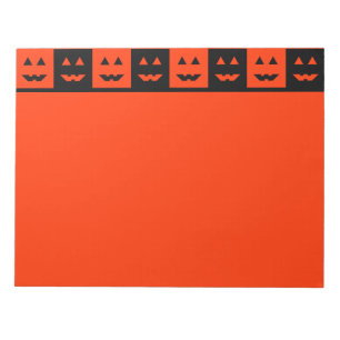 Bloc-note À damiers Halloween Citrouille face Carrés