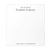 Bloc-note À partir du bureau de Nom Blanc et Noir Téléphone  (Devant)