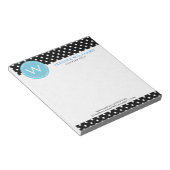 Bloc-note À petits pois Blancs Et Noirs À Accent Bleu (Incliné)