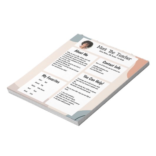 Bloc-note À propos de moi - Rencontrez l'enseignant (Tourné)