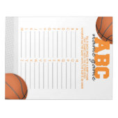 Bloc-note ABC Baby Name Basketball Baby shower Pack de jeu (Devant)