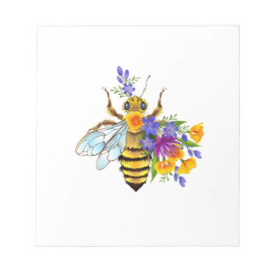 Bloc-note Abeille à fleurs avec plantes sauvages