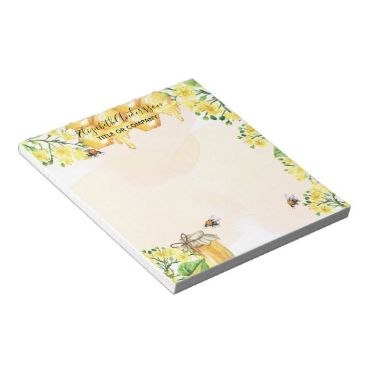 Bloc-note Abeilles bourdonnes fleurs jaunes miel nom entrepr (Incliné)