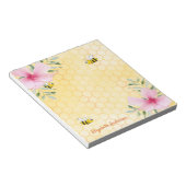 Bloc-note Abeilles jaunes Cute rose fleurons tropicaux (Incliné)