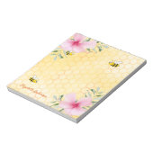 Bloc-note Abeilles jaunes Cute rose fleurons tropicaux (Tourné)
