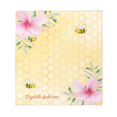 Bloc-note Abeilles jaunes Cute rose fleurons tropicaux (Devant)