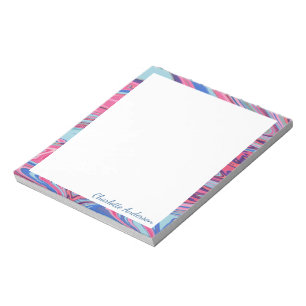 Bloc-note Abstract Marbled Art in Blue and Pink Personalized