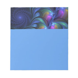 Bloc-note Abstrait Bleu Rose Vert Lumineux Coloré Fractal