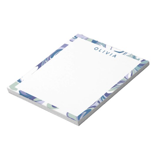 Bloc-note Abstrait bracelet en marbre bleu élégant personnal (Tourné)